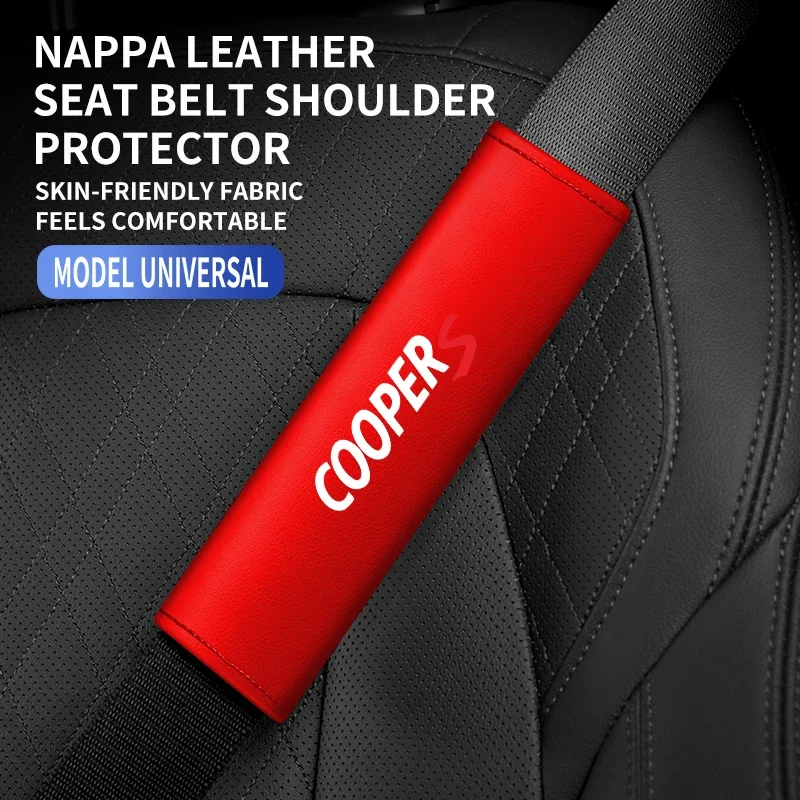 1pc leather car seat belt cover safety belt shoulder protection interior ornament accessories for Mini Cooper S R55 R56 F55 R56