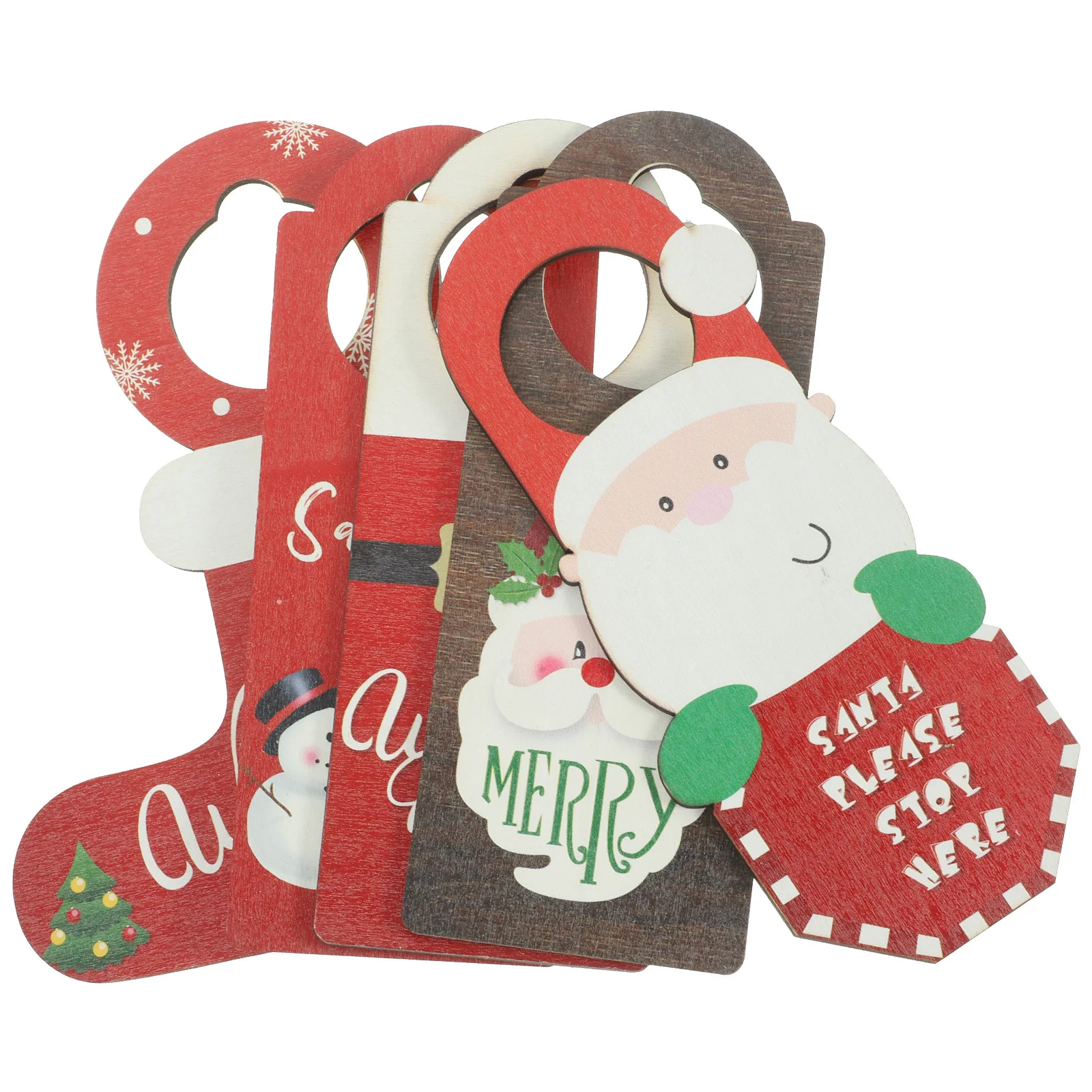 

5pcs Christmas Wooden Sign For Door, Lightweight Holiday Decor, Xmas Door Hanging Decoration, Party Supplies, Home Office Store