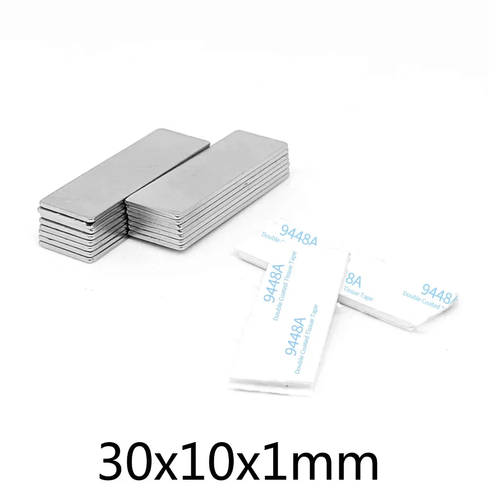 30x10x1mm Block Strong Magnets 20x10x1 Sheet Permanent Neodymium Magnet With Double Sided Adhesive Tape 30*10*2 20*10*2 40*20*2