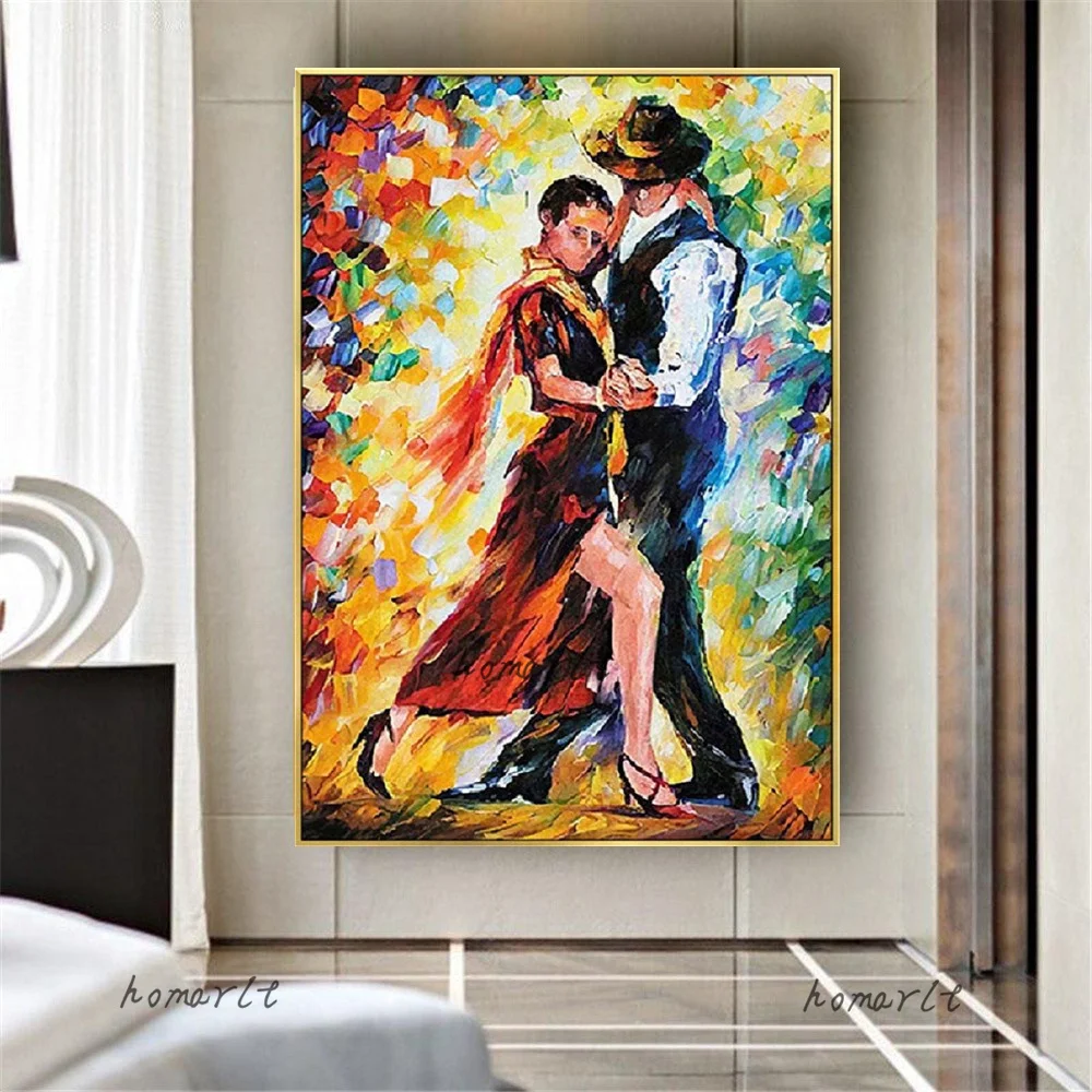 

New Large Modern Wall Painting Handpainted Modern Lover Art Tango Dancer Canvas Picture For Living Room Oil Paintings Home Decor