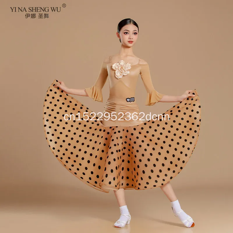 جديد قاعة الرقص دعوى الفتيات أداء قياسي الزي الرقص الحديث عرض مسرحي الملابس البولكا نقطة تنورة رقص سوداء مجموعة