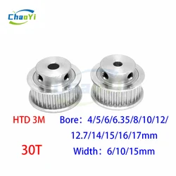 HTD 3M 30 Teeth Timing Pulley Bore 4/5/6/6.35/8/10/12/12.7/14/15/16/17mm Synchronous Wheel Belt Width 6/10/15mm HTD3M 30T Gears