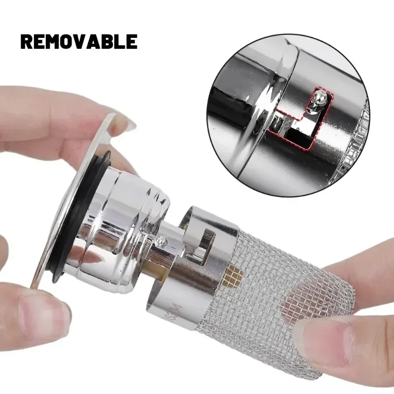 

Заглушка для умывальника, прыгающий сердечник из нержавеющей стали с защитой от запаха, слив для раковины пресс-типа, универсальный аксессуар для умывальника