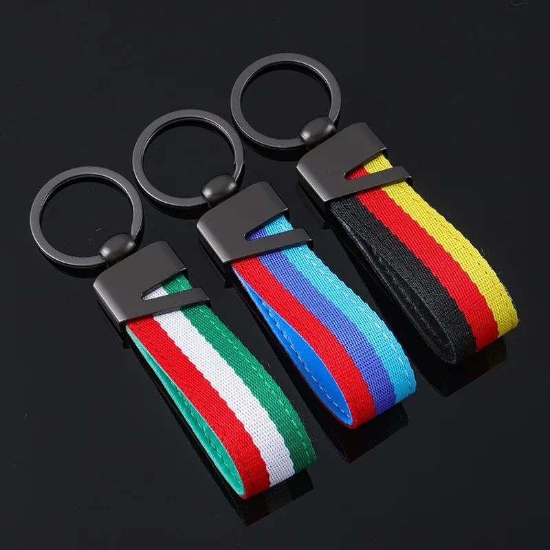 Three Color Ribbon Leather Car Key Fobs Keyring Key Chain Decoration For Bmw M Performance G30 G32 Auto Interior Accessories