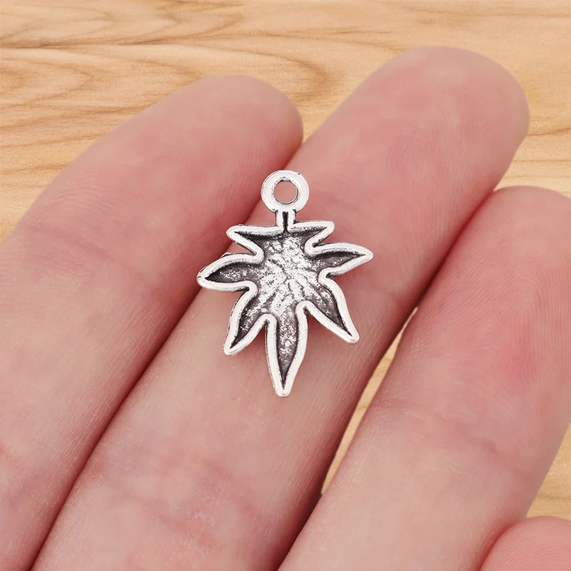 50 Pieces Tibetan Silver Maple Leaf Charms Pendants Beads for DIY Necklace Bracelet Jewelry Making Accessories 21x15mm