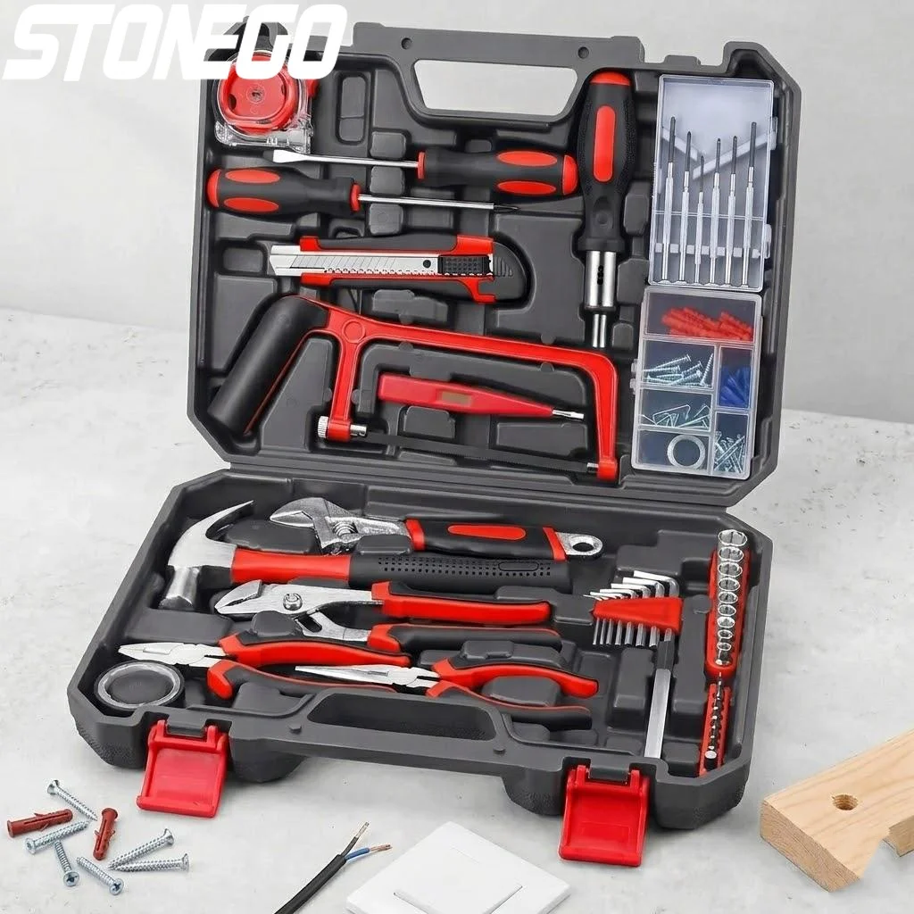 

108Pcs DIY Hand Tool Kit Set Home Repair Screwdriver Hammer Saw Wrench Pliers Hardware Tools