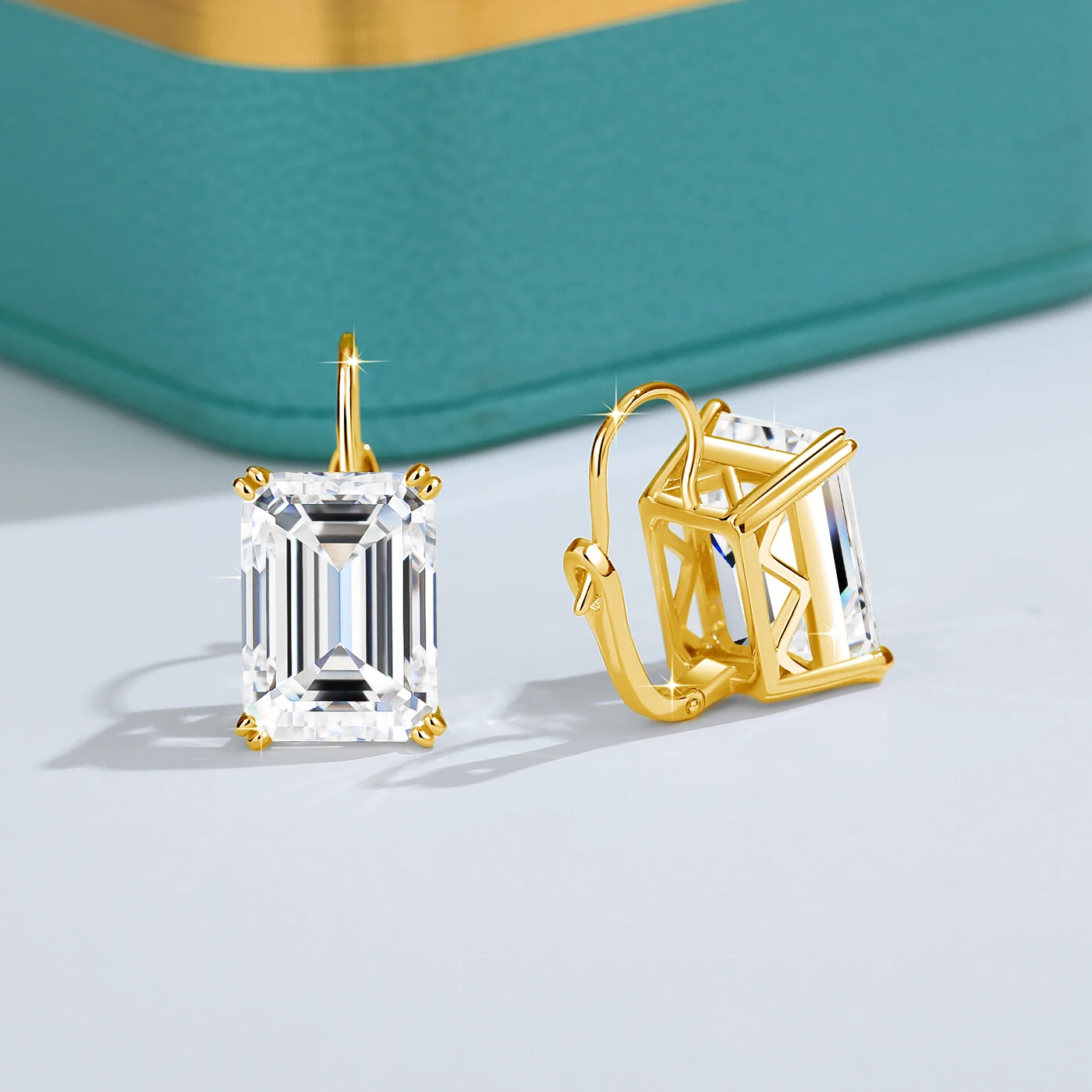 

Серьги-клипсы с муассанитом изумрудной огранки 10x14 мм, 10 карат, для женщин, из серебра 925 пробы, гипоаллергенные, для свадьбы и вечеринок