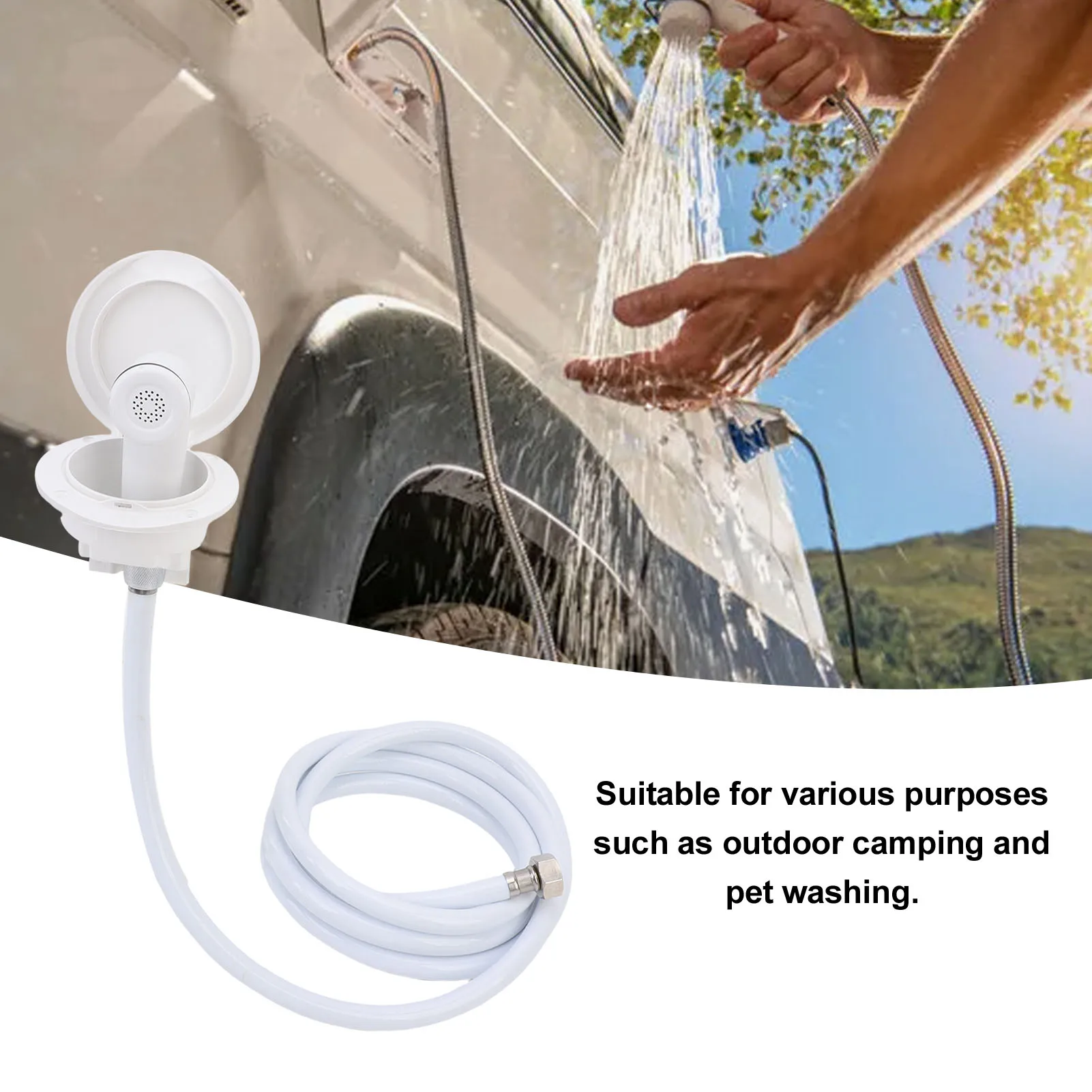 

RV Exterior Shower Kit RV Shower Trigger Head with Hose Water Saving Outdoor RV Shower Kit for Ships Yachts Mobile Home