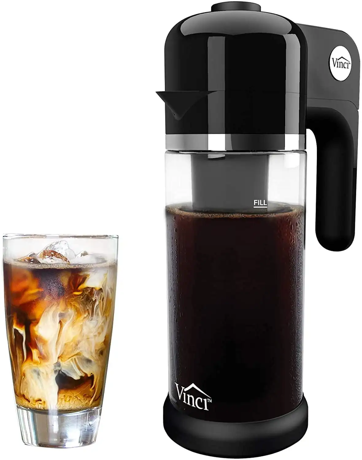 Cafetera Express Cold Brew en 5 minutos, 4 configuraciones de resistencia de preparación l Cafetera eléctrica de preparación en frío con coche de vidrio de borosilicato