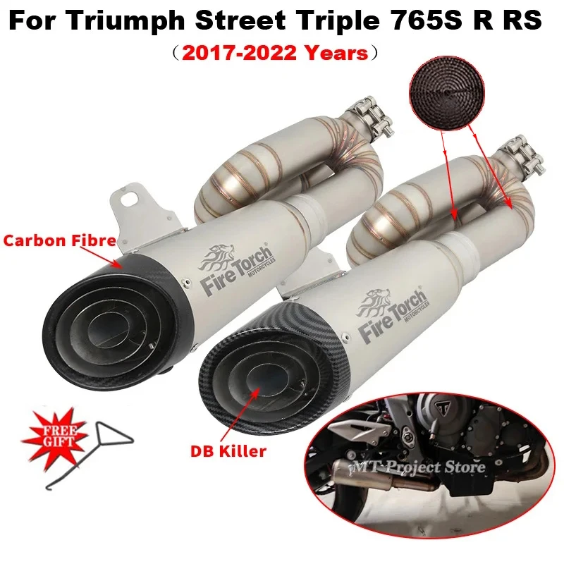 

Slip On For Triumph Street Triple 765 S R RS 765RS 2017 - 2022 Motorcycle Exhaust Escape Carbon Fiber Muffler Mid Moto DB Killer