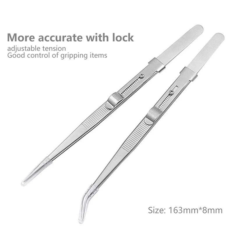 Repairing Professional Stainless Steel Tweezers Jewelry Fixed lock for DIY Diamond Gem Jewelry Making Tools Multipurpose Clip