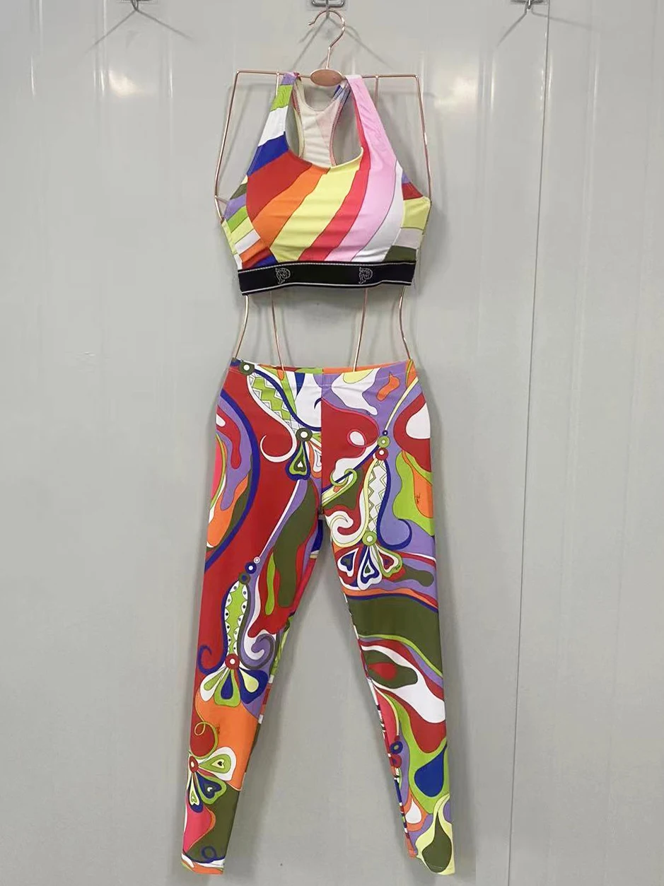 

Luxury Design Women's Yoga Set Italy Designer Brand Tank Pants Swimsuit Sports Bathing Suit