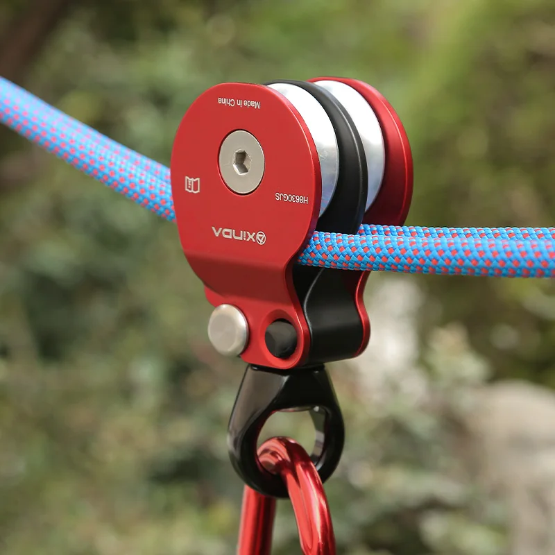 Universal Wheel Outdoor Rock Climbing Rope Hanging Pulley Ring Universal Joint Double Pulley Rotating Ring Side Plate