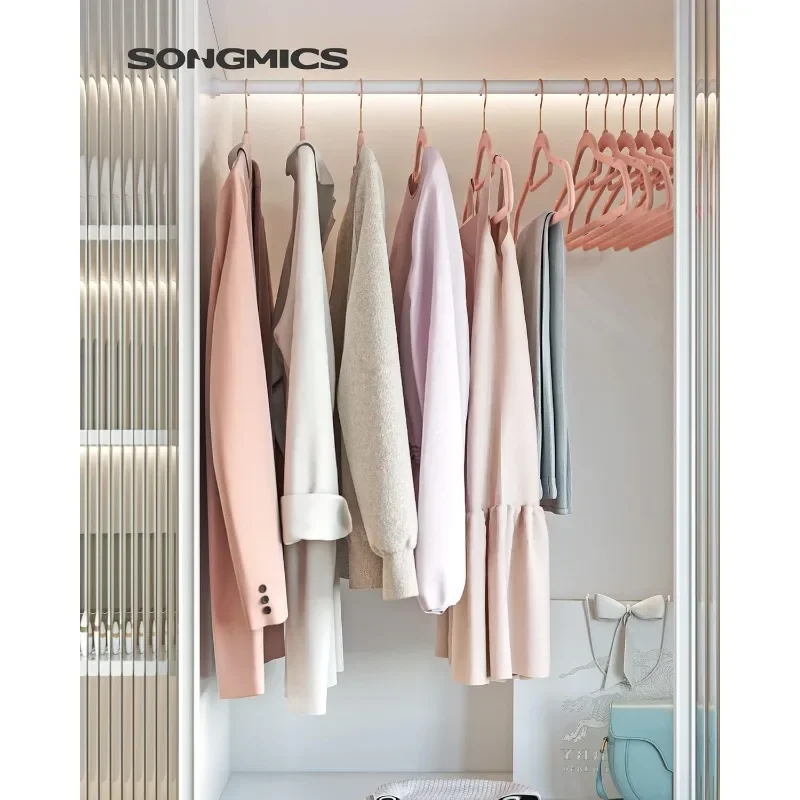 SONGMICS Velvet Hangers, Set of 100 Clothes Hanger with Rose Gold Swivel Hook, Non-Slip, and Space-Saving