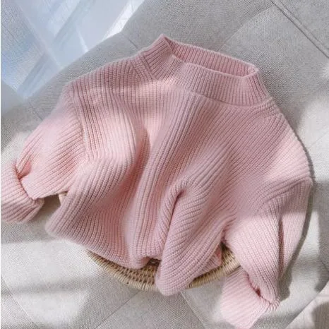 Sweet Treat Knits for Girls: Candy-Toned Chunky Sweater & Solid Color Base Layer Top | Cozy Winter & Autumn Kids' Fashion