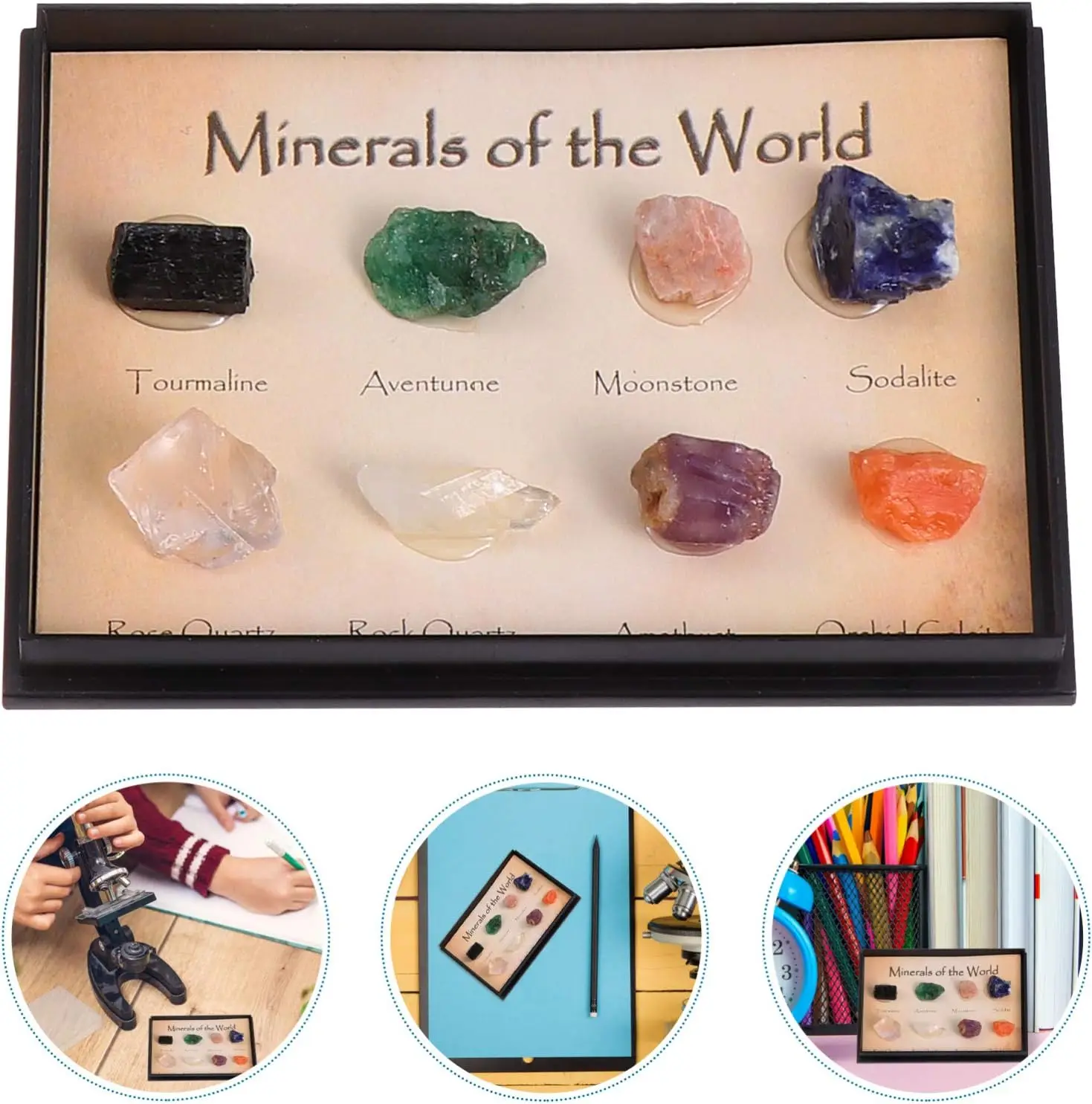 Kit de pierres précieuses de cristal naturel pour enfants, décor de spécimen de minerai de naprock, spécimen de géologie, citroën, cadeau de gemme, 1 boîte