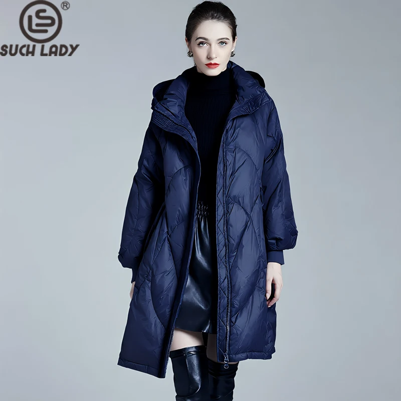 

Women's Elegant Long Hooded Puffer Coat, Quilted Down Jacket for Winter Warmth & Holiday Style Outerwear
