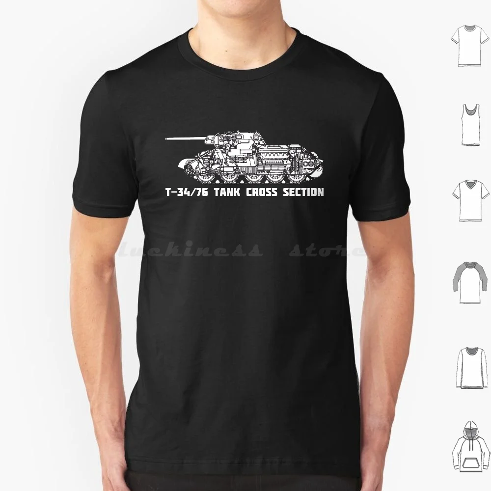 T-34 76 Tank Russian Ww2 Silhouette Cross Section Tanks Gift T Shirt Cotton Men Women DIY Print T 34 76 Russian Soviet Tank