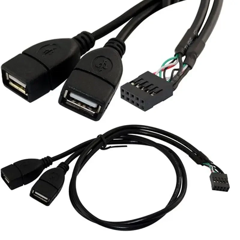 MotherBoard 9Pin 2,54mm Buchse Header Zu Dual USB 2,0 Buchse Adapter Kabel Hauptplatine Umdreht USB 2,0 Zwei verlängerung Linie 50 cm