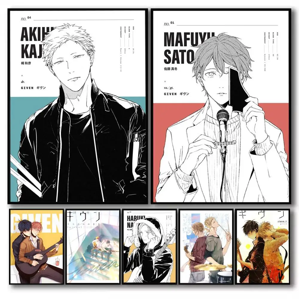 G-Given Yaoi Anime Poster Stickers Self-Adhesive Painting Mural Decor Wall Decals for Bedroom Living Room Home HD Gift