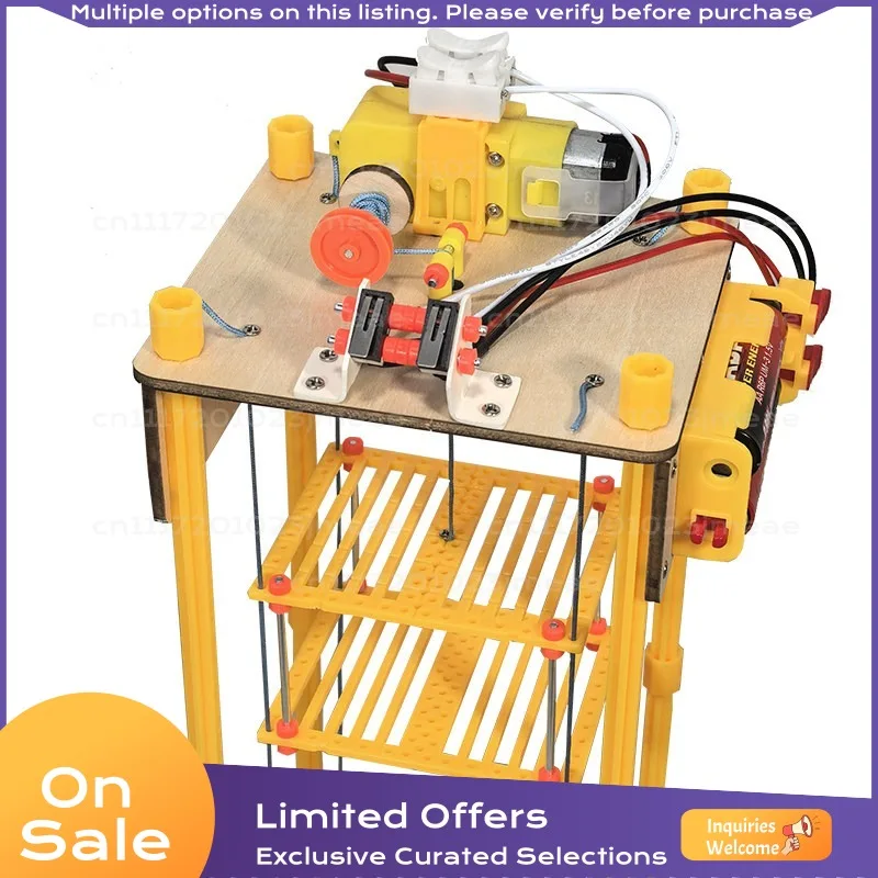 Electric Elevator Lift DIY Model Kit STEM Maker Science Experiment Mechanical Model Accessories for Teens