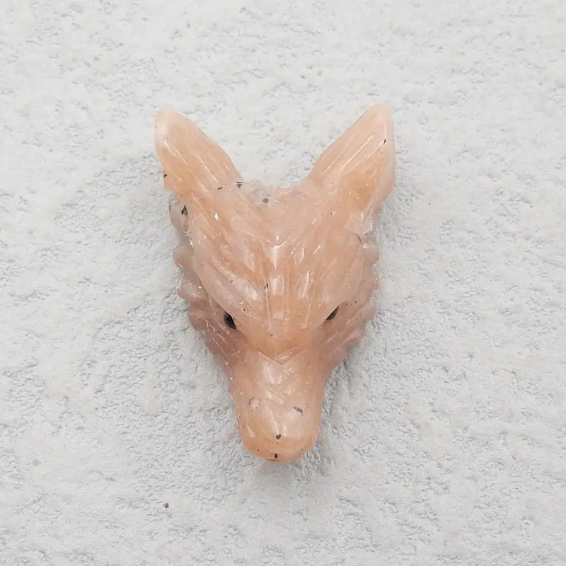 

New Handmade Wolf Head Sun Stone Necklace Pendant 30x20x12mm 6g Handcarved Animal Jewely Best Gift Accessories