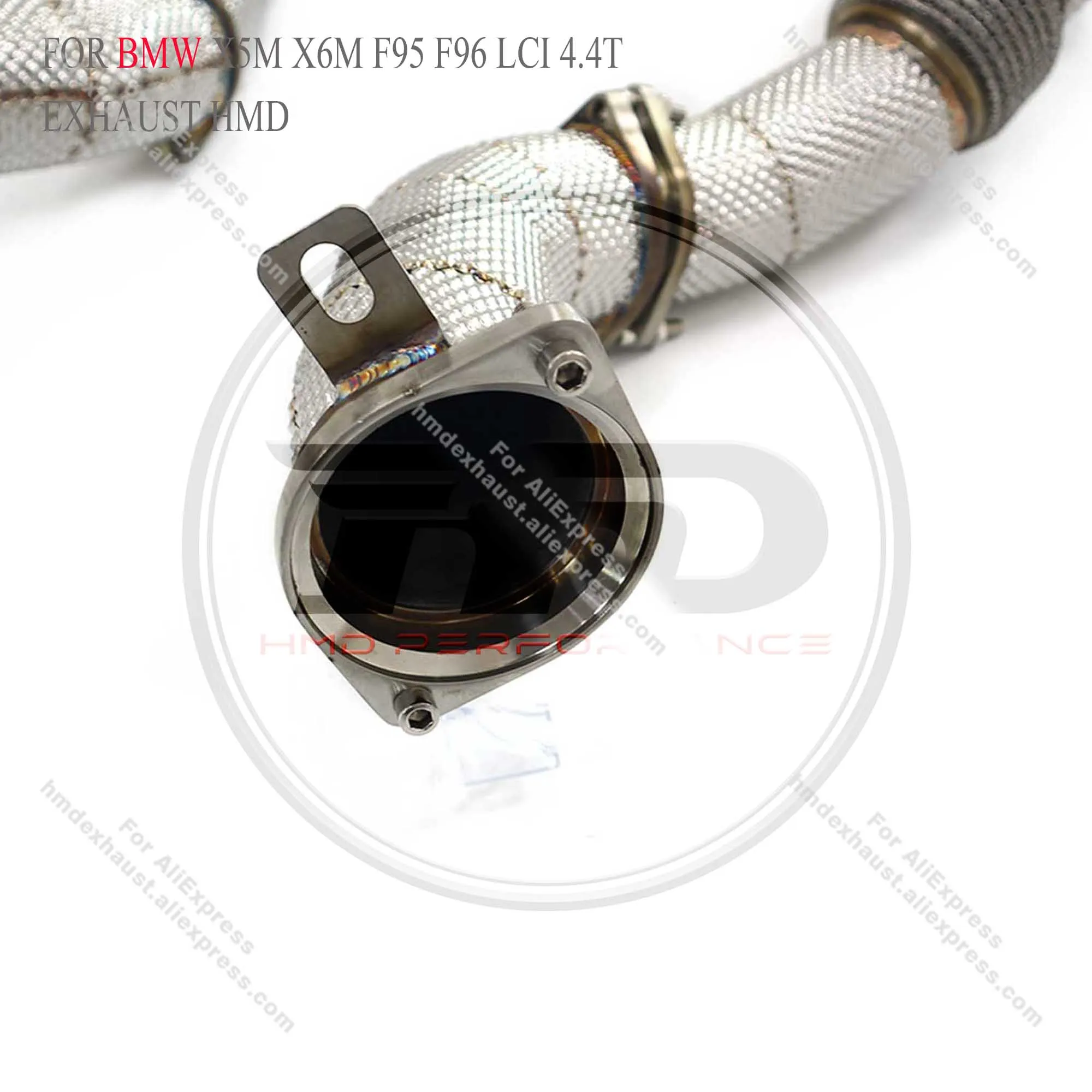 Sistema de escapamento hmd, tubo de escapamento de alto desempenho de fluxo para bmw x5m x6m f95 f96 lci 4.4t 2024 + com proteção térmica