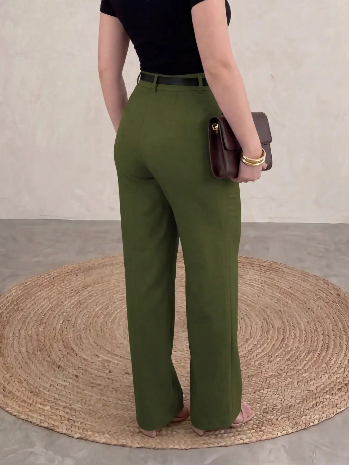 New spring, summer, and autumn comfortable versatile pants for women, solid color straight-leg pants with zipper pockets in suit fabric, elegant for office and daily wear, casual and versatile long pants