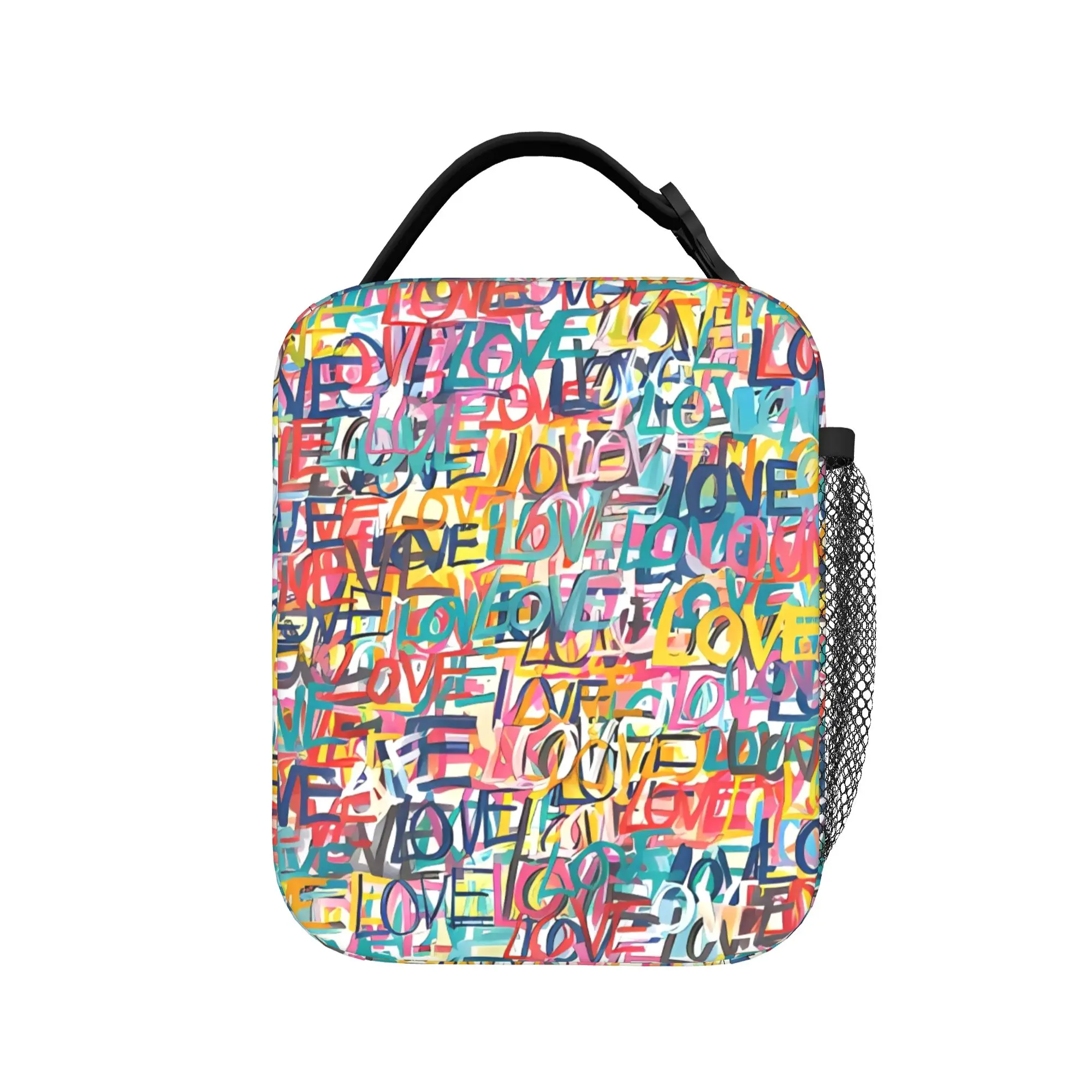 Hip Hop Popular Colorful Geometry Lunch Bag 3D Print School Lunch Box For Adult Thermal Tote Handbags Portable Zipper Cooler Bag