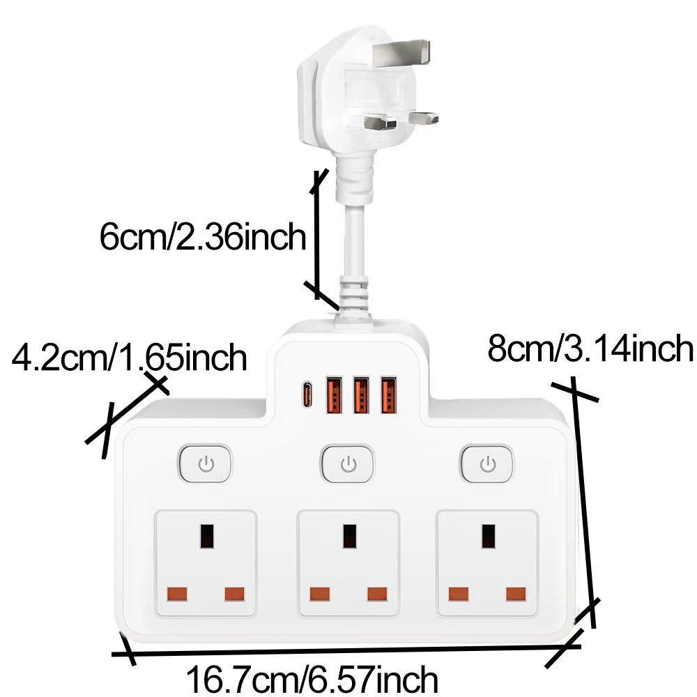 قطاع الطاقة المملكة المتحدة التيار المتناوب التوصيل الحائط التبديل المستقل مرشح شبكة Multitap مع منافذ USB C شحن محول مرشح الشبكة