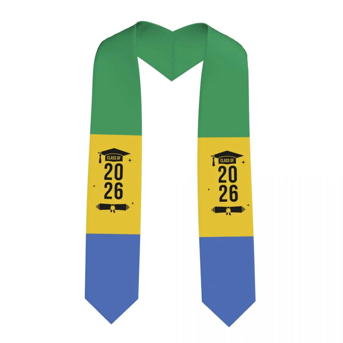 

Class Of 2026 Gabon Flag Graduation Stole Sash Scarf For International Students Proud 183CM Long