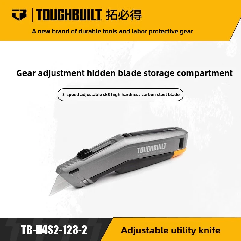 

TOUGHBUILT Heavy-Duty Folding Utility Knife with Retractable Alloy Blade And Built-In Storage for Cutting Boxes And Carton