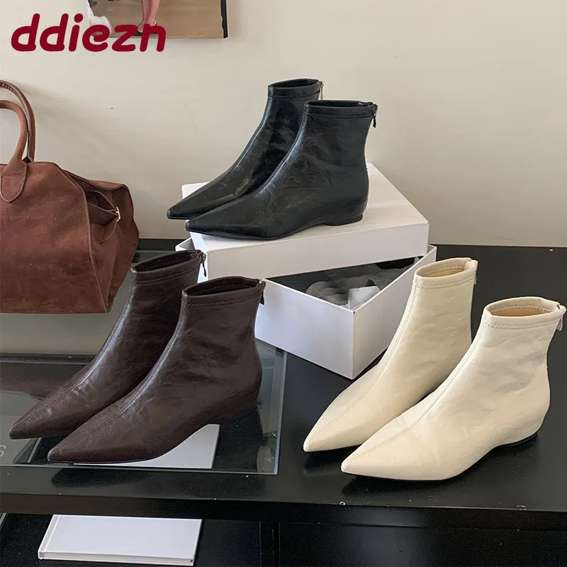 

Модные современные женские ботильоны с острым носком, женская обувь, увеличивающая рост, женские короткие эластичные ботинки, обувь на молнии