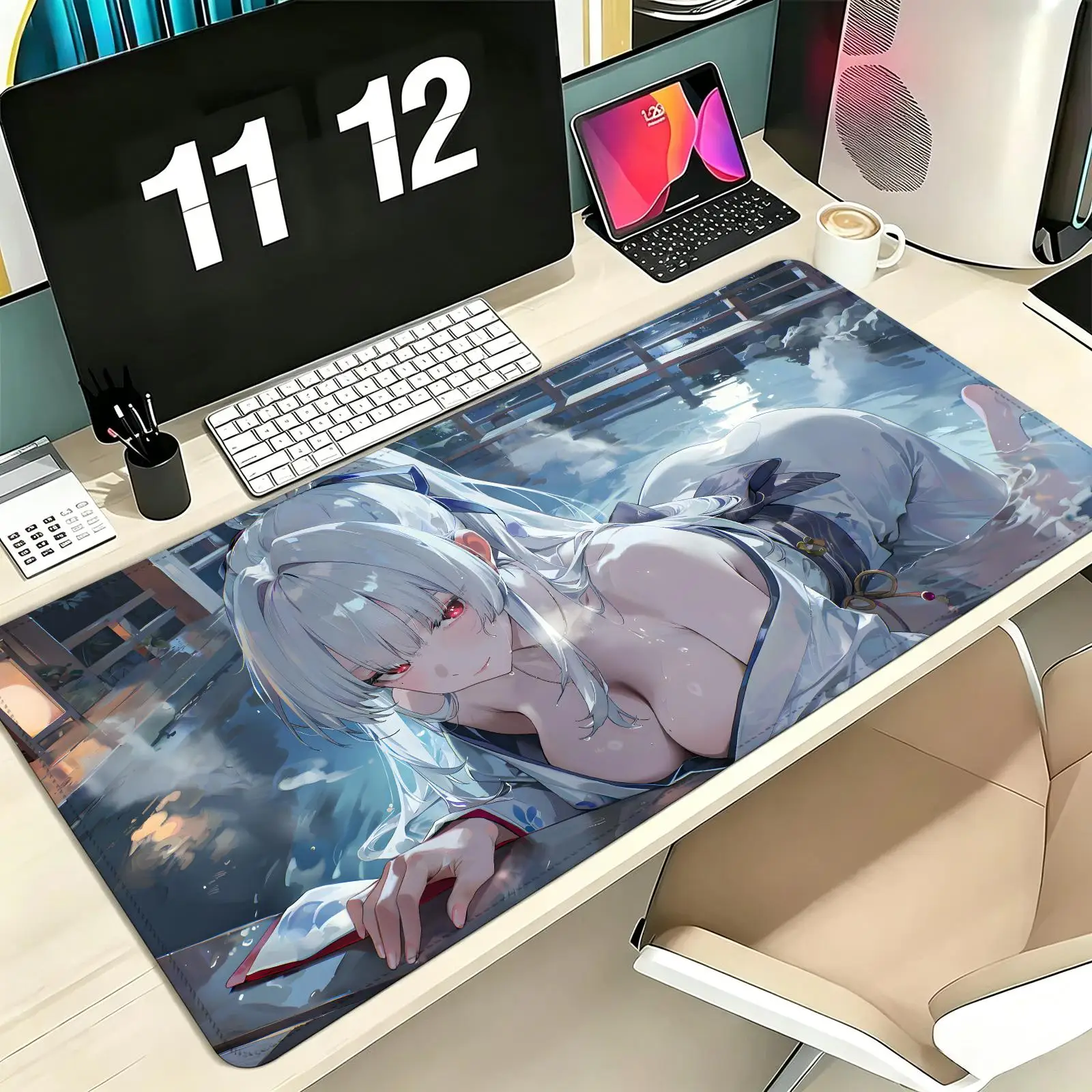 Wuthering Waves HIYUKI Pro E-Sports XXL Gaming Mousepad Extra Large Non-Slip Stitched Edge Keyboard Laptop Desk Mat For PC Gamer