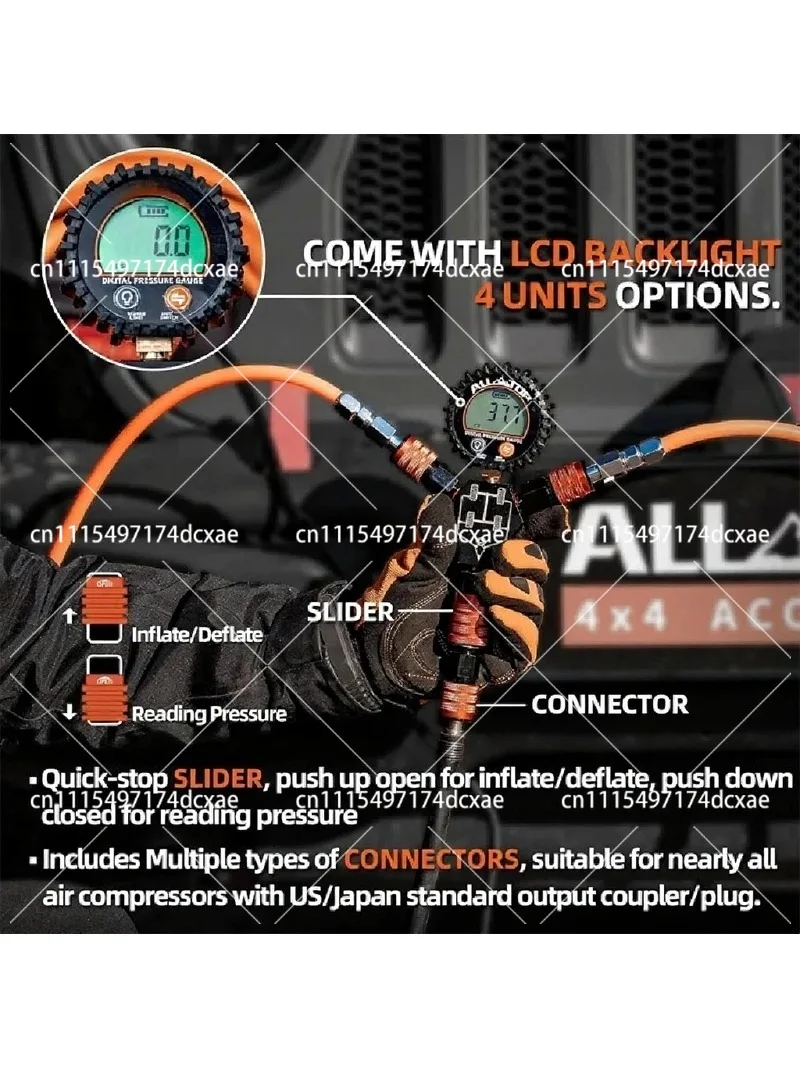 4 Tire Inflation Deflation System Fast High Flow Air Up Down Kit Digital Pressure Gauge