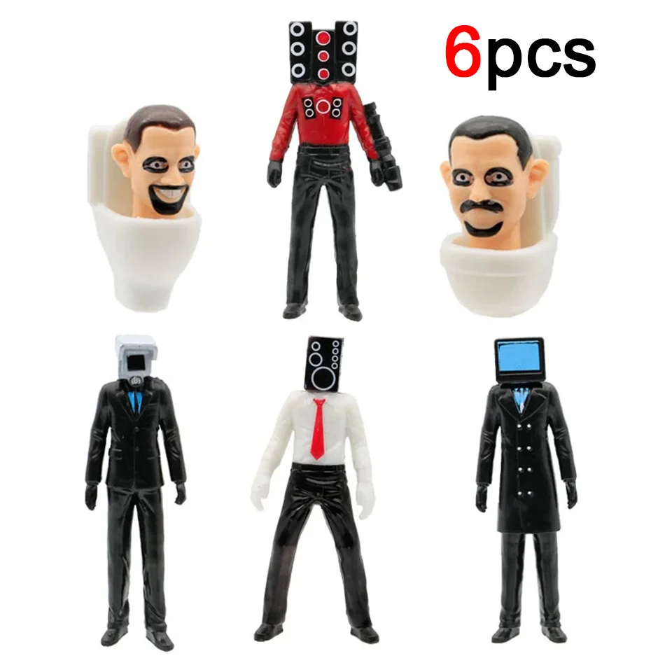 6p 8p 9p 12p Skibidi Toilet Man Figuras Anime Boneca Brinquedos TvMan Titan Cameraman Speakerman Tijolos Modelo Brinquedo Para Criança Presente de Natal