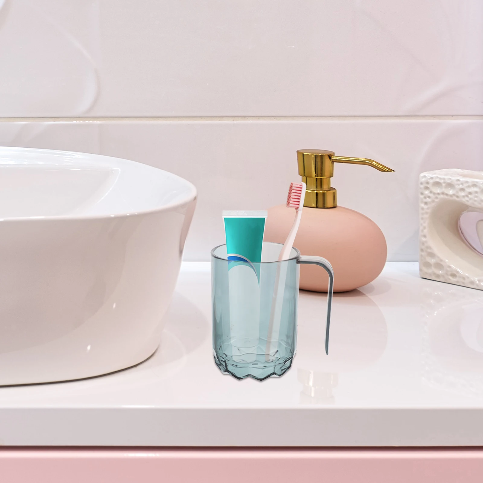 

Nordic Simple Mouthwash Cup Toothbrush Holder Bathroom Storage ganizer Plastic Tumbler Reusable Set Travel Container Clear