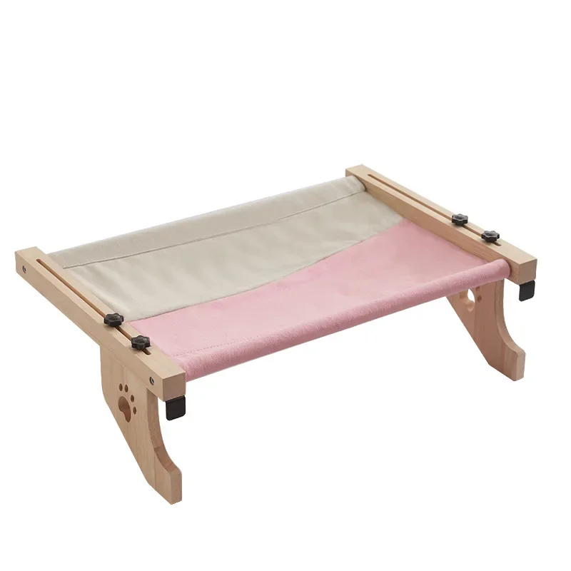 

Solid Wood Cat Hanging Bed Balcony Window Hammock Bed Side Velcro Cat Bed Load-bearing 15kgs Living Room