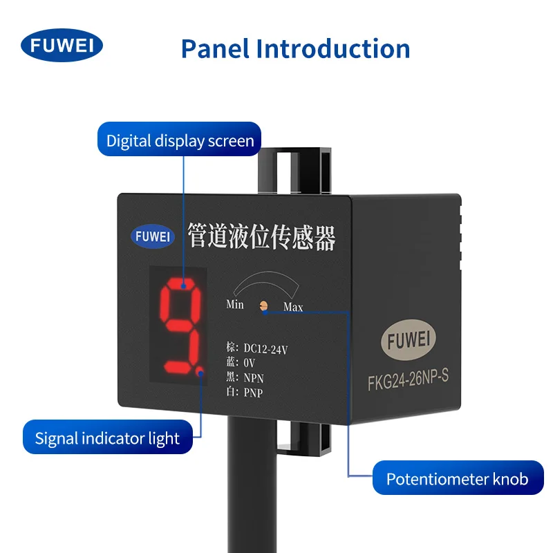  ﻿ FKG24-26NP-SHigh Precision Liquid Level Control Digital Display Capacitive Pipe Liquid Level Sensor Proximity Switch Detection