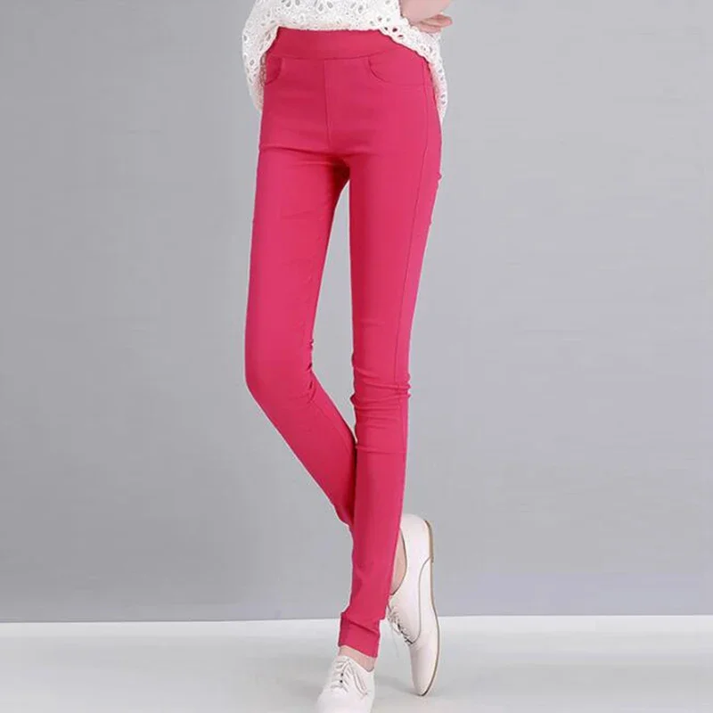 Basic Leggings Candy Colors Skinny Stretch Pants Casual Pencil Pantalones Women High Waist Capris Spring Summer Pencil Trousers