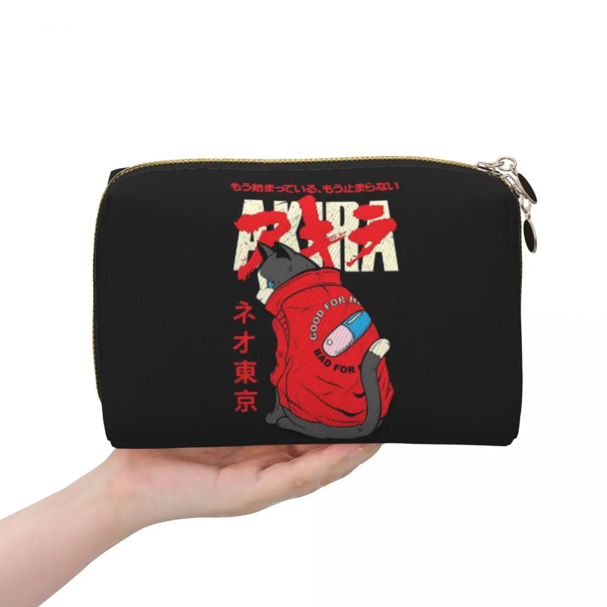 Tokyo Anime Akira Cat Women Cosmetic Bags Travel Makeup Organizer Pouch Toiletry Storage Dopp Kit Case
