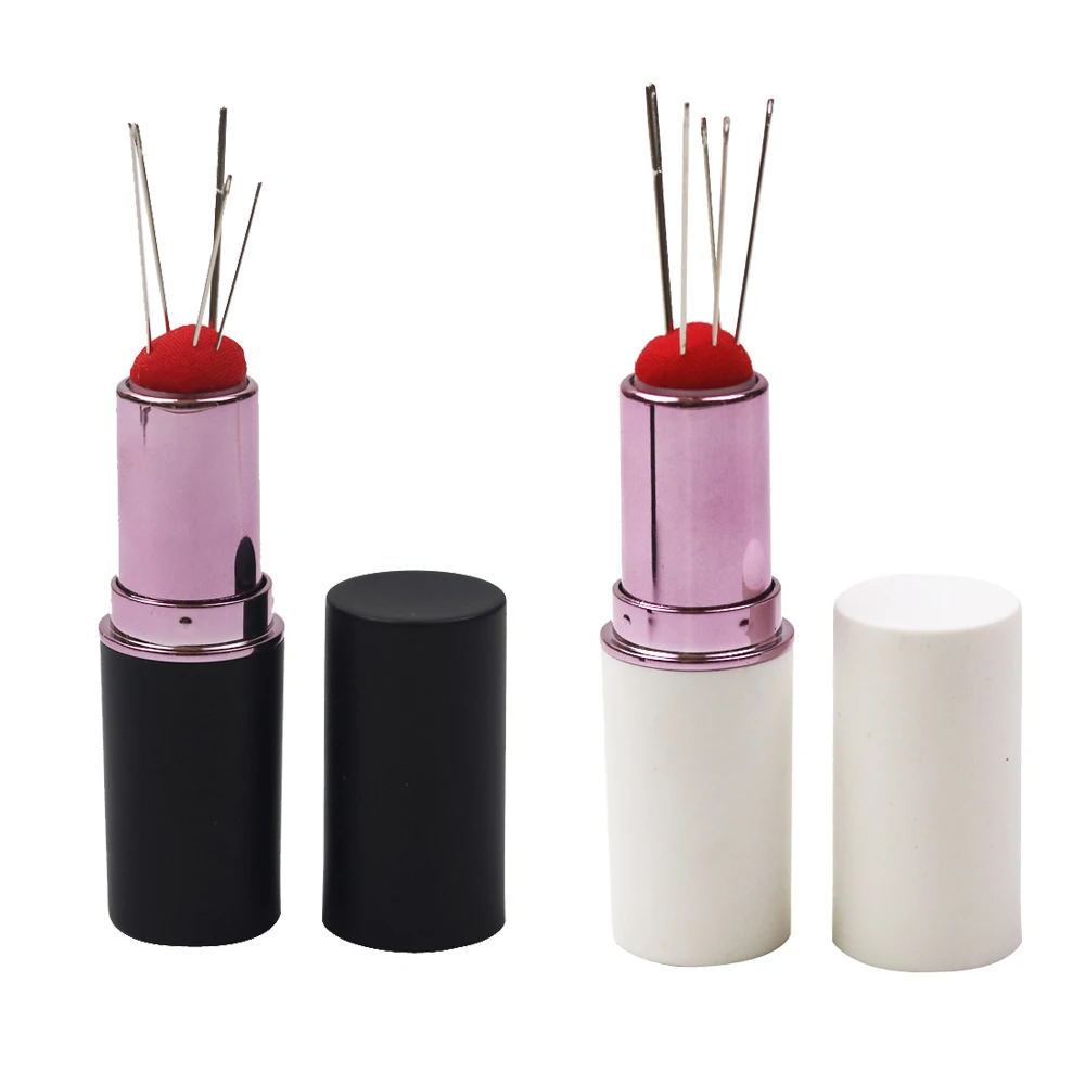 New Lipstick Needle Pin Cushion Retractable Portable Mini Safety Durable Pincushions Pins Holder DIY Needlework Sewing Tools