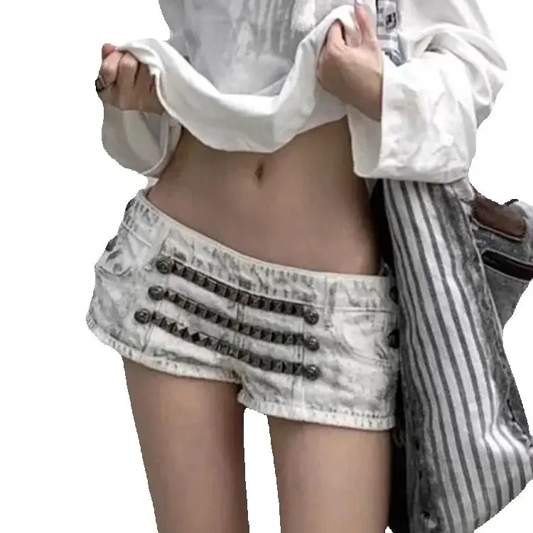 American High Street Heavy Industry Beaded Denim Shorts For Women'S Summer New Hot Girl Retro Dirty Sexy Hip-Packing Hot Pants