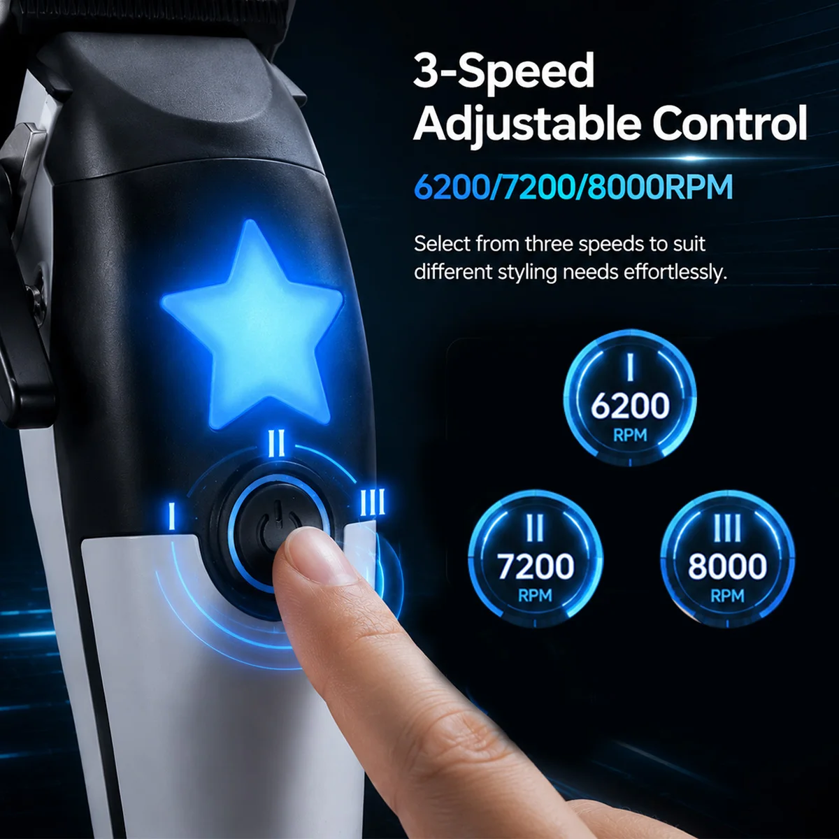 JUCAI WJX-01 Professional Hair Cutter Brushless Motor 8000RPM DLC Blade with Base Charger Men's Hair Clipper Finishing Machine view 6
