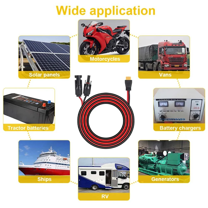 

12AWG 6M XT60 Female Extension Cable Quick Connector For Auto RV Motorcycle Solar Panel Battery Charging Cable