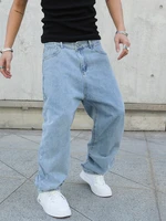 Jean Baggy à Jambes Larges pour Homme, Pantalon Surdimensionné, Droit, en Denim, Décontracté, Couleur Unie, Streetwear, Mode Y2k, Printemps Automne 1