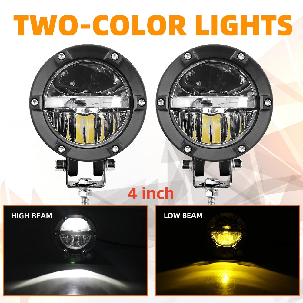 

4" LED Work Light 50W Amber White 12V 24V Auto Driving Light Spotlight For Car Motorcycle Truck Off-Road DRL Fog Lamp Retrofit