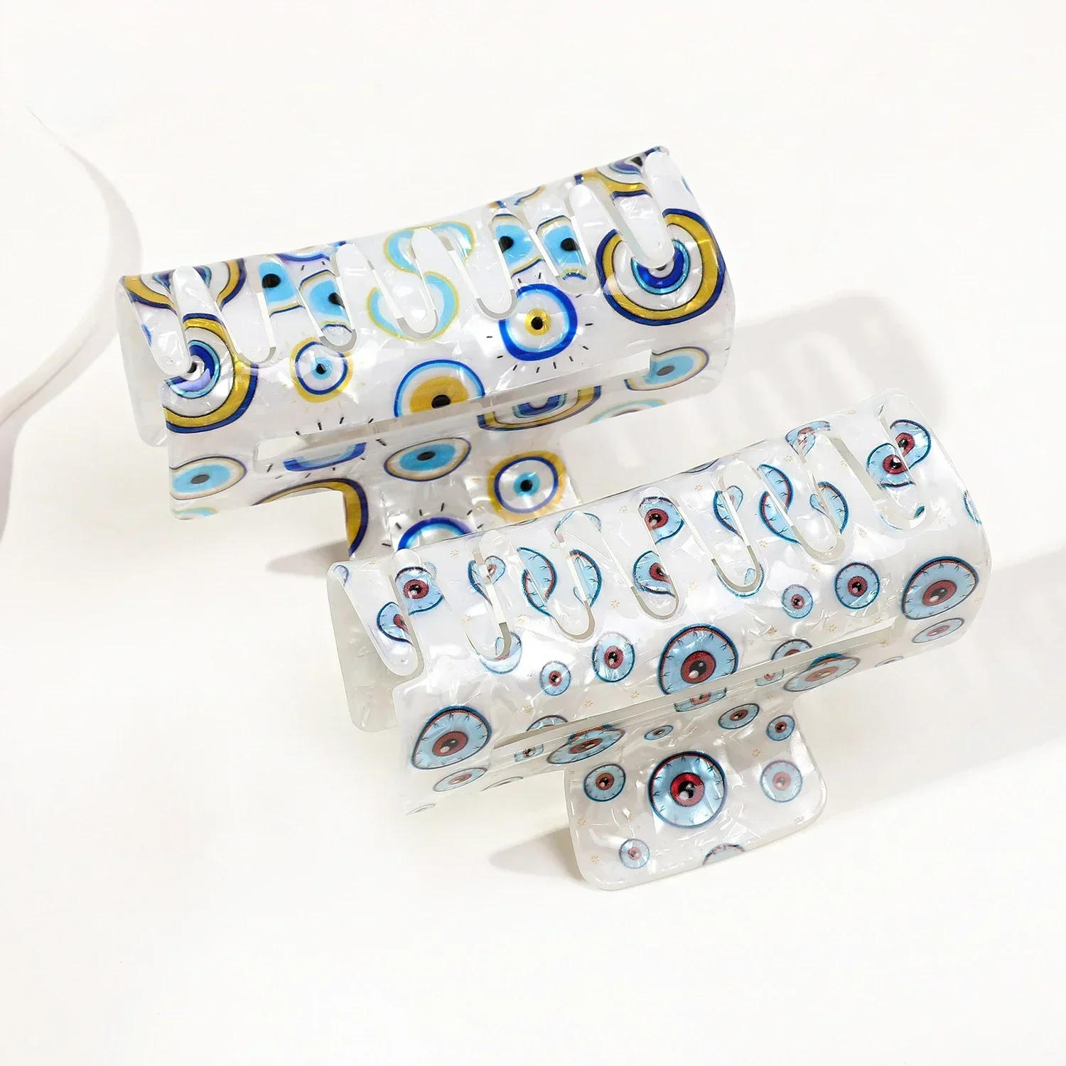 8.5 سنتيمتر الشيطان العين المطبوعة مشبك شعر المرأة كبيرة الشعر مربع كليب القرش كليب عطلة شخصية حفلة إكسسوارات الشعر