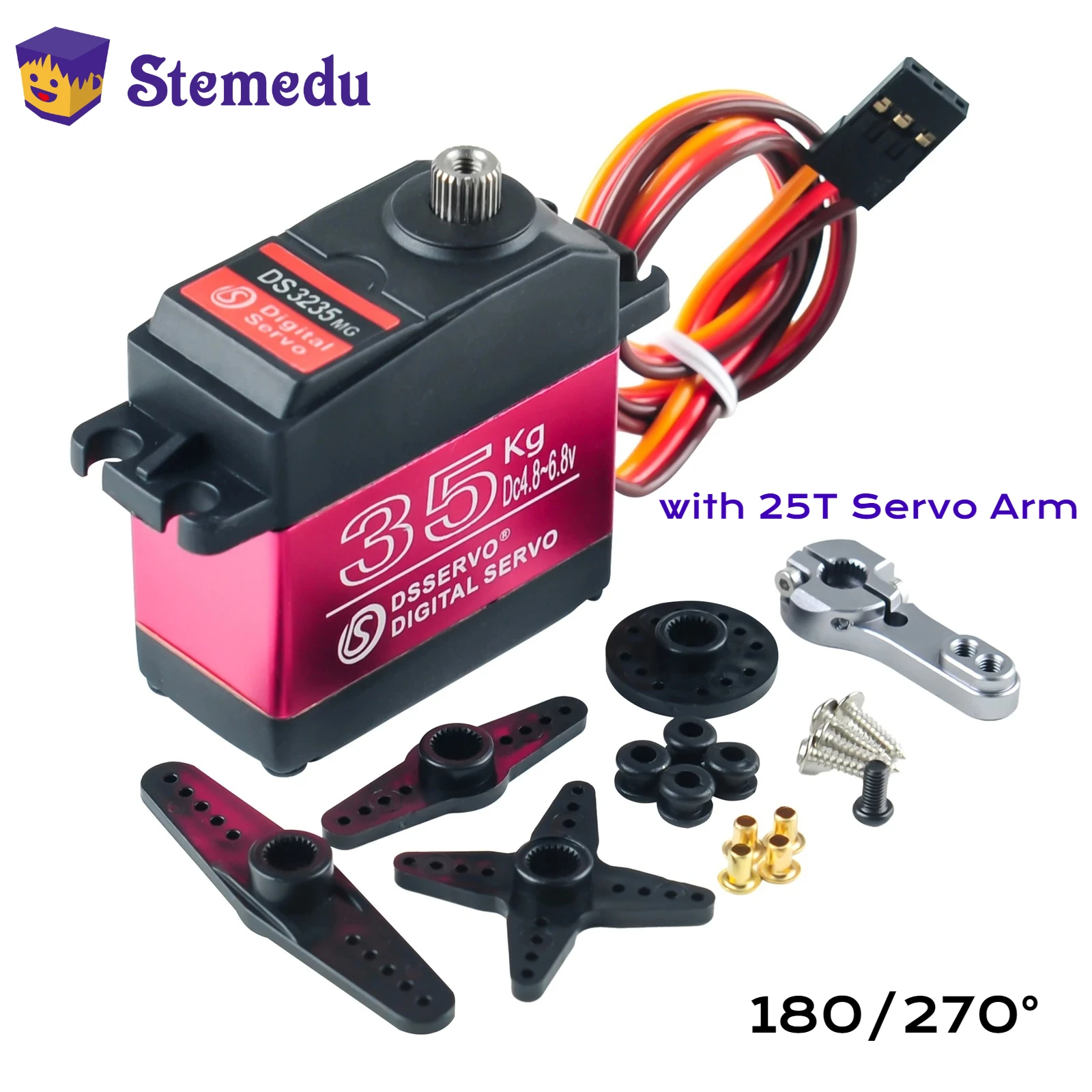 35 كجم. سم أجهزة رقمية ذات عزم دوران عالي تروس معدنية كاملة 180/270 °   IP66 مقاوم للماء لـ 1:8 1:10 1:12 RC سيارة الزاحف سيارة روبوت DS3235