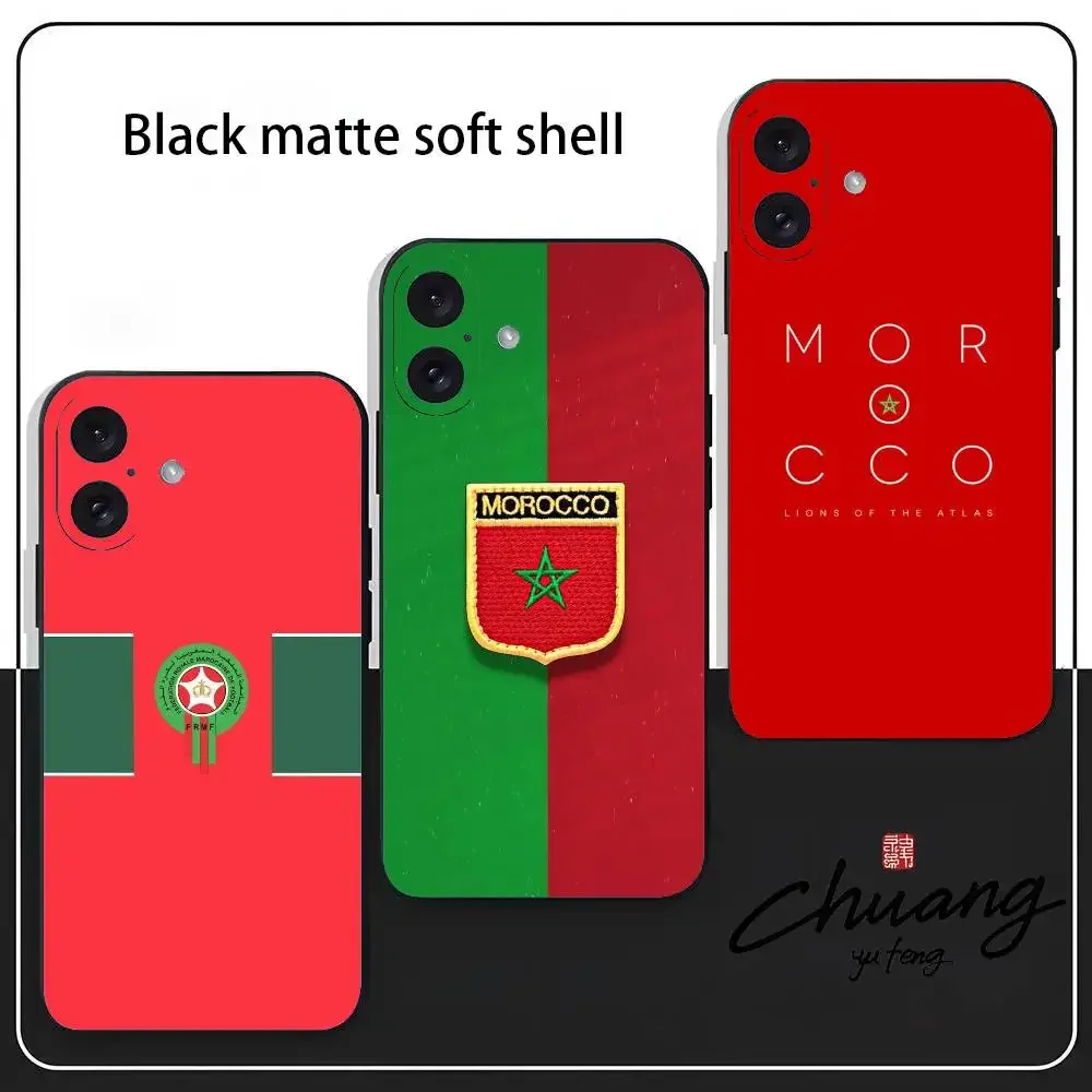 حافظة هاتف بعلم المغرب أنيقة باللون الأسود 11-16 غطاء هاتف مضاد للسقوط مطلي بالأشعة فوق البنفسجية من مادة TPU. #2